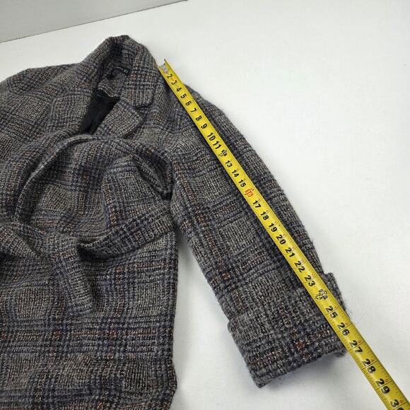 Zara Woman Coat Womens XL Gray Glen Plaid Belted Wrap Wool Alpaca Mohair Blend - Picture 9 of 15